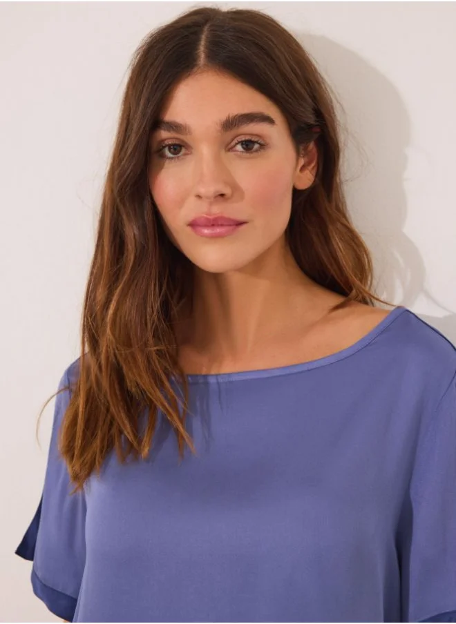 women'secret Plain blue satin pyjamas
