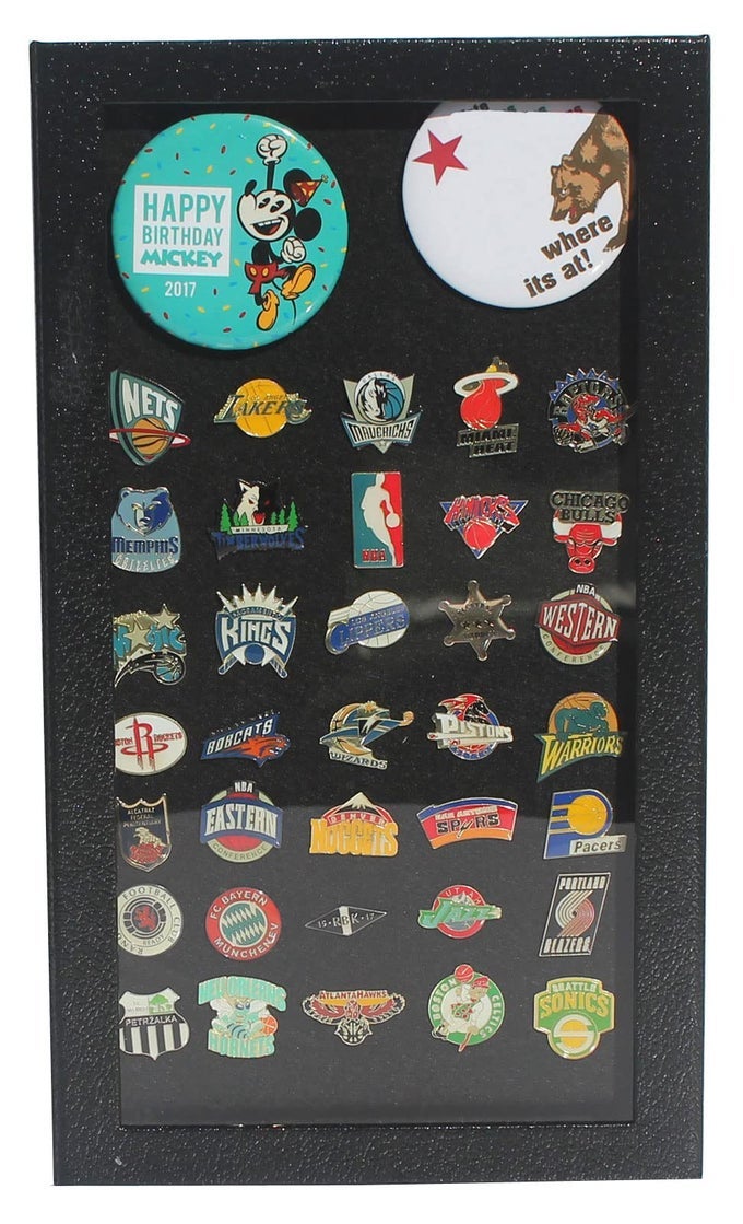 PIN DISPLAY CASE SHADOW BOX FRAME JEWELRY MILITARY MEDAL BADGES HOLDER 1475 X 85