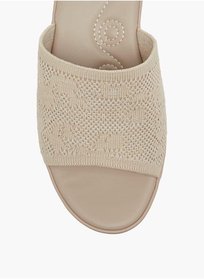 Le Confort Women Mesh Textured Slip-On Sandals with Wedge Heels  - Image 4