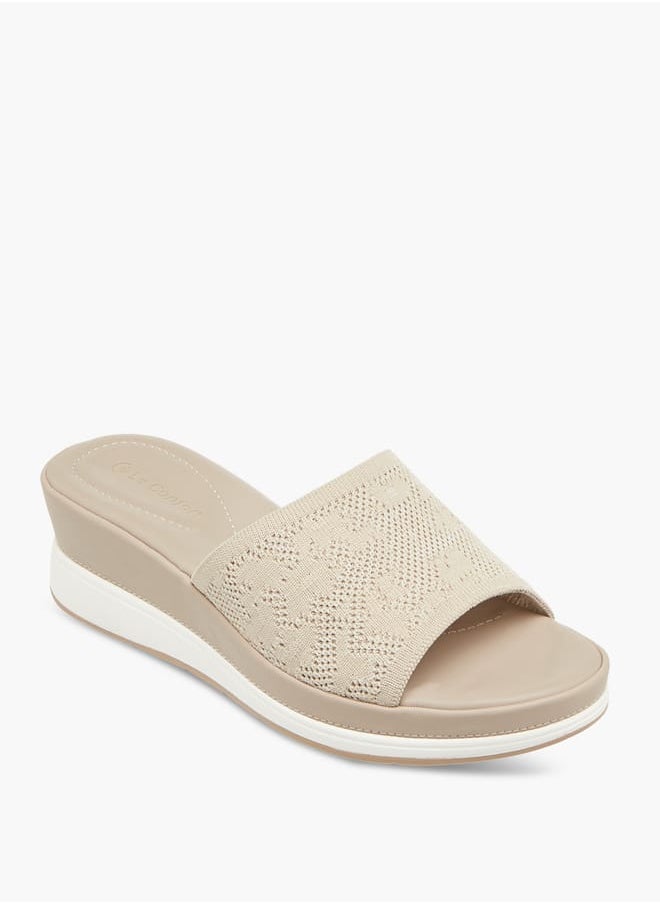 Le Confort Women Mesh Textured Slip-On Sandals with Wedge Heels  - Image 2