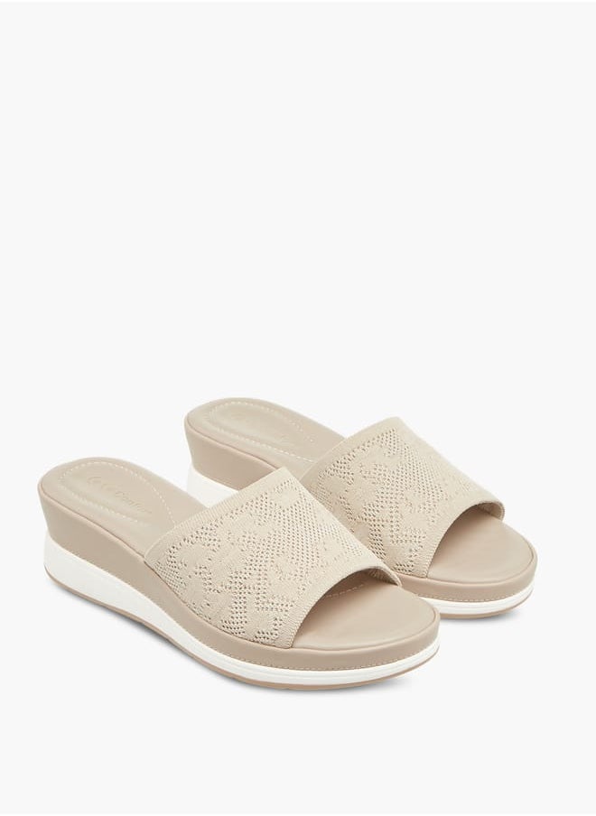Le Confort Women Mesh Textured Slip-On Sandals with Wedge Heels  - Image 1
