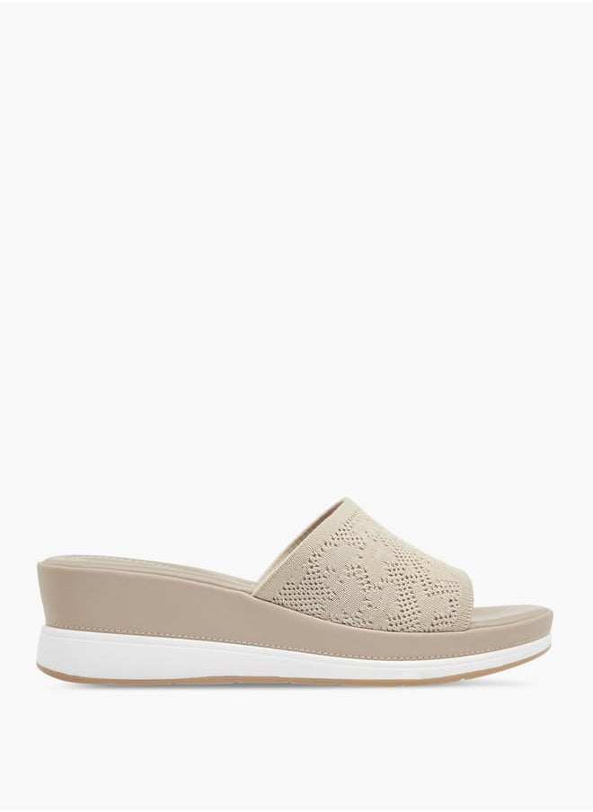 Le Confort Women Mesh Textured Slip-On Sandals with Wedge Heels  - Image 3