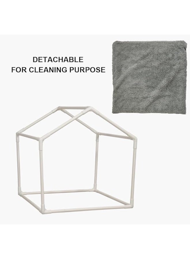 NNC PETS House-design cat shelter with a removable soft mat, Indoor cat bed for medium to large-sized cats, Detachable, Easy to clean and assemble, Anti-slip bottom 42 cm (Grey) - Image 4