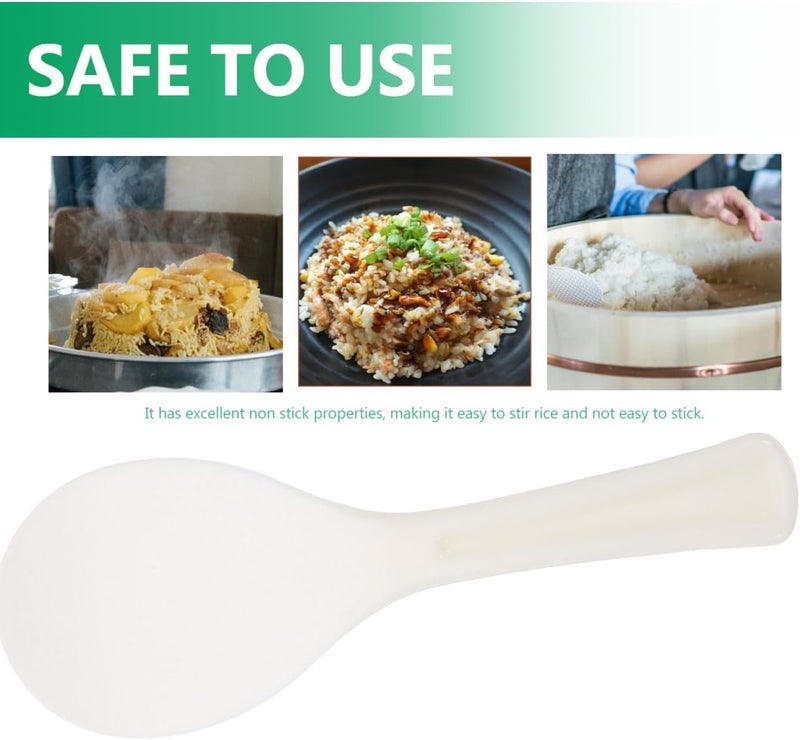 KICHOUSE Rice Spoon Paddle Non Stick Rice Serving Spoon Thickened Plastic White Cooker Spatula for Kitchen Restaurant Cooking Utensil - Image 2