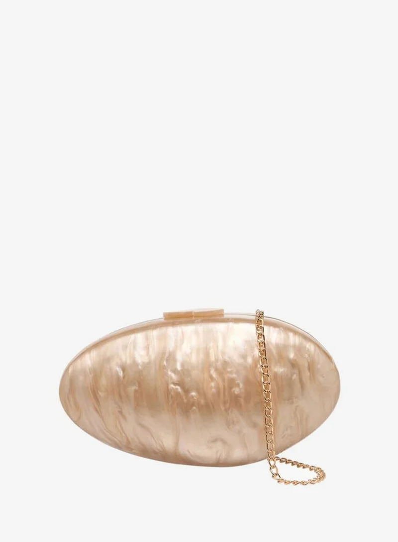 سيليست Textured Clutch With Detachable Chain Strap