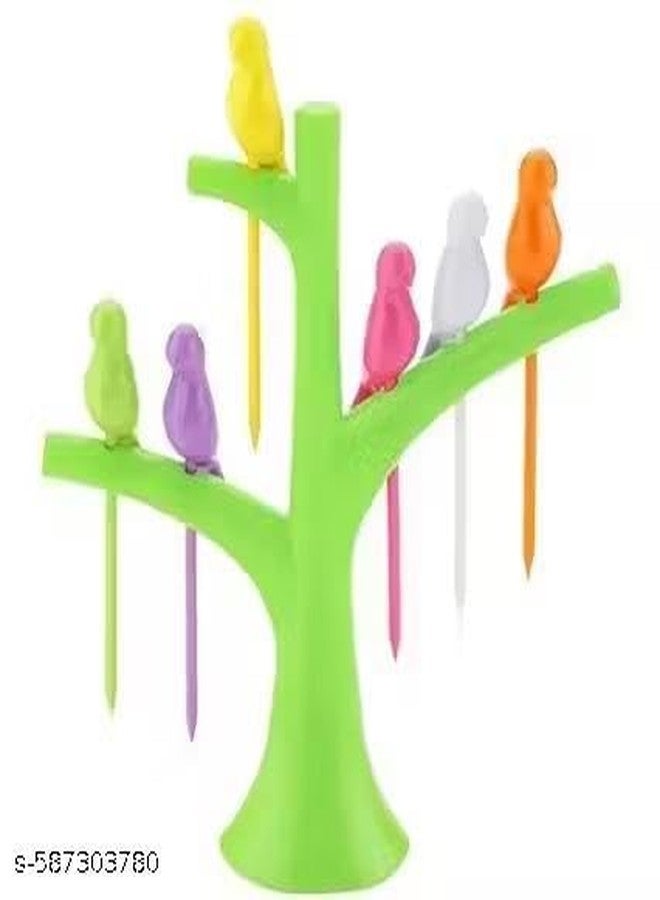 3 PIS Combo Bird Fork, Bird Tree Fruit Fork Set 3 Tree Branches 6 Forks Party Snack Dessert Cake Fruit Toothpick Kitchen.(3PCS +POPAT)/8_KP3698 - Image 5