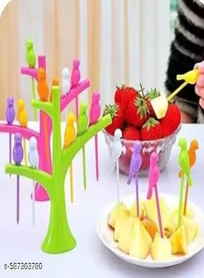 3 PIS Combo Bird Fork, Bird Tree Fruit Fork Set 3 Tree Branches 6 Forks Party Snack Dessert Cake Fruit Toothpick Kitchen.(3PCS +POPAT)/8_KP3698 - Image 4