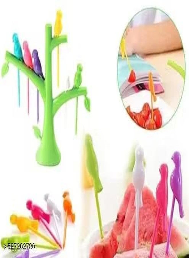 3 PIS Combo Bird Fork, Bird Tree Fruit Fork Set 3 Tree Branches 6 Forks Party Snack Dessert Cake Fruit Toothpick Kitchen.(3PCS +POPAT)/8_KP3698 - Image 3