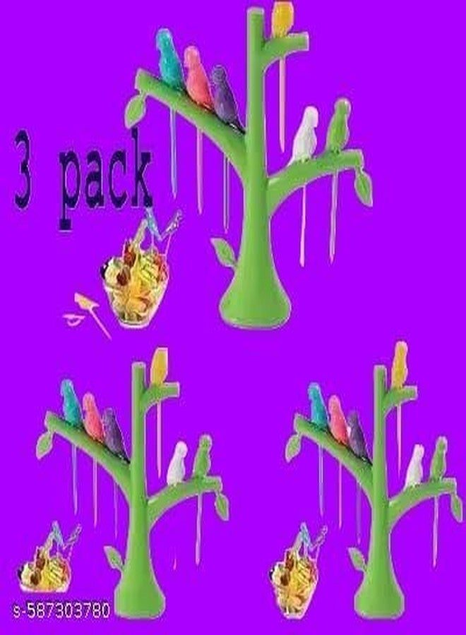 3 PIS Combo Bird Fork, Bird Tree Fruit Fork Set 3 Tree Branches 6 Forks Party Snack Dessert Cake Fruit Toothpick Kitchen.(3PCS +POPAT)/8_KP3698 - Image 2