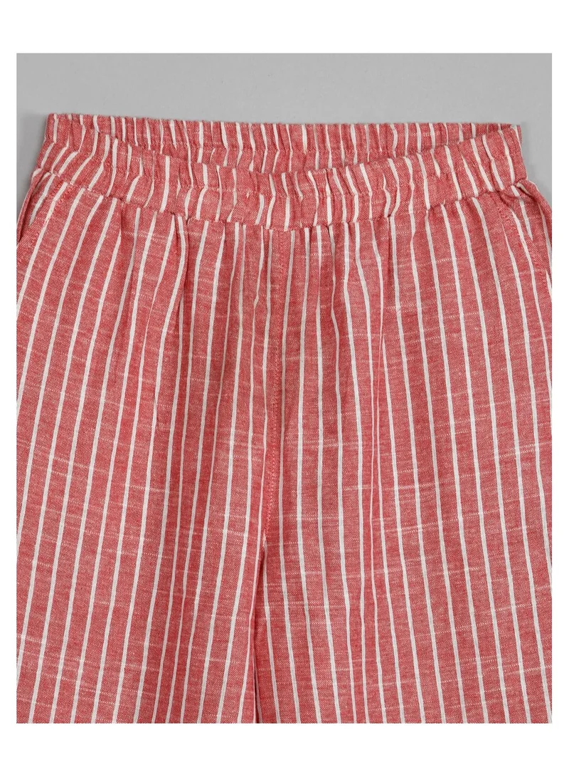 babyqlo Cotton pink stripe top with palazzo set for girls