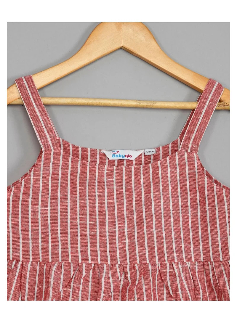 babyqlo Cotton pink stripe top with palazzo set for girls