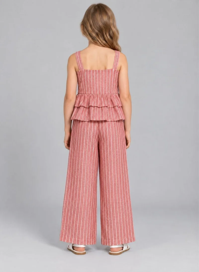 Babyqlo Cotton pink stripe top with palazzo set for girls