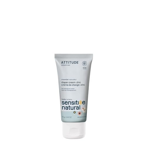 ATTITUDE Diaper Cream with Zinc & Oatmeal for Baby with Sensitive Skin, Plant and Mineral Based, Dermatologically Tested, Vegan, Unscented, 2.6 Oz - Image 1