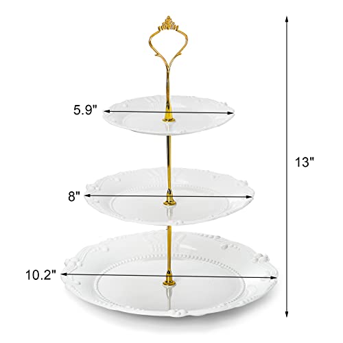 Fasmov 3 Pack Plastic Cupcake Stand 3 Tier Cupcake Stand Dessert Plates Cake Fruit Candy Display Tower Reusable Pastry Platter for Wedding Birthday Baby Shower Tea Party Decorations White - Image 3