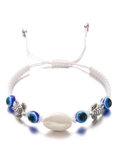 Catei Karrui Handcrafted Ocean Eye Beaded Bracelet with Sea Turtle Shell and Blue Eye Beads, Adjustable Bolo Style  - Image 1