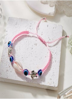 Catei Karrui Handcrafted Ocean Eye Beaded Bracelet with Sea Turtle Shell and Blue Eye Beads, Adjustable Bolo Style  - Image 2