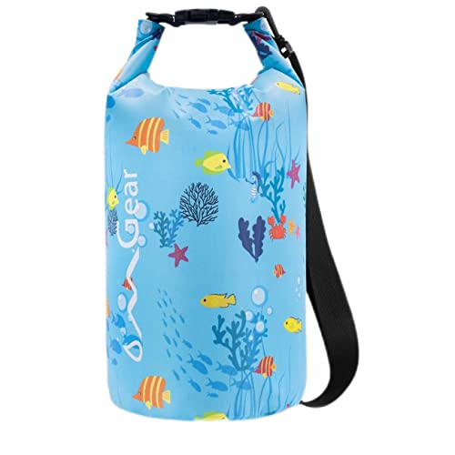 OMGear Waterproof Dry Bag Backpack Waterproof Phone Pouch 40L/30L/20L/10L/5L Floating Dry Sack for Kayaking Boating Sailing Canoeing Rafting Hiking Camping Outdoors Activities (blue fish, 5L) - Image 1