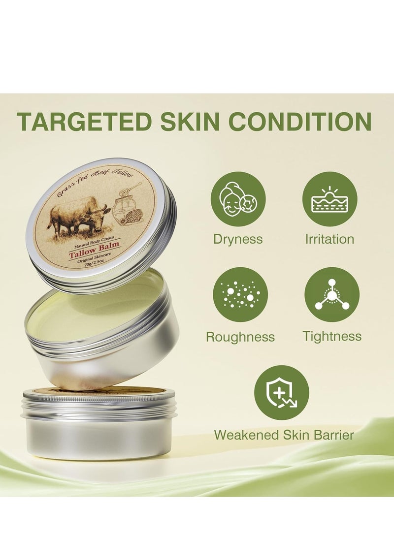 وودسليب بلسم شحم البقر للعناية بالبشرة - بلسم خالٍ من العطور، متعدد الاستخدامات للبشرة الحساسة، يعالج ويرطب بزيت الزيتون + شحم من الأبقار التي تتغذى على العشب - شحم بقر للبشرة، 70 جرام - Image 2