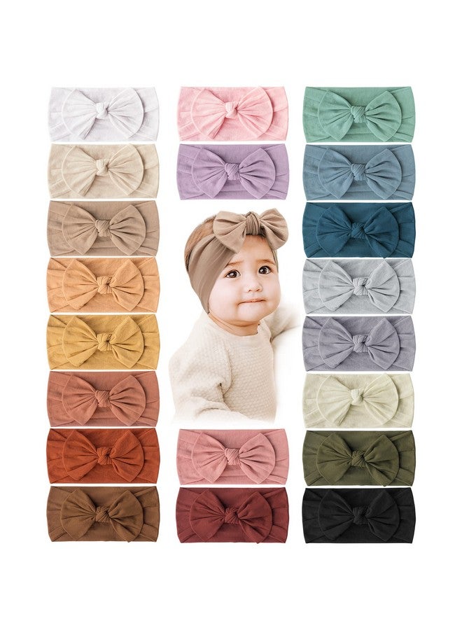 Prohouse 20PCS Baby Nylon Headbands Hairbands Hair Bow Elastics for Baby Girls Newborn Infant Toddlers Kids(Clay) - Image 1