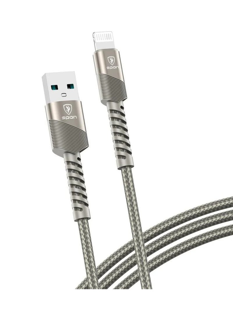 سبون كيبل USB A الى لايثينج أصلي و بجودة عالية بطول 2 متر من سبون, متوافق مع آيفون 14 بروماكس/ 14 برو/ 14 بلس/ 14/ 13/ 12/ 11/ 8/ 7/ X/ Xs Max / و أجهزة الايباد - Image 1