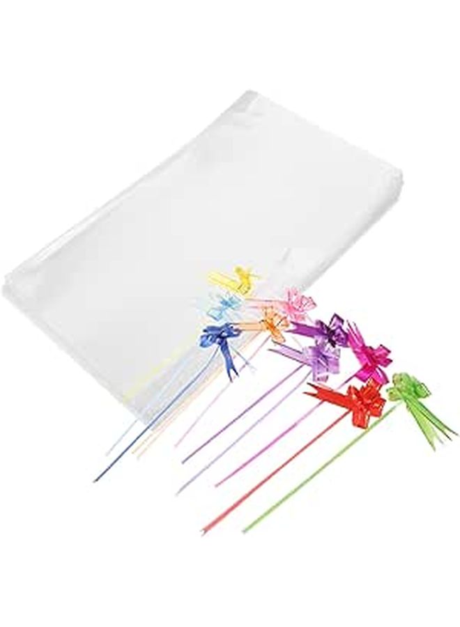 100pcs Cellophane Candy Cookie Bags with Pull Bow Tie Reusable Bakery Sweets Packaging - Image 1