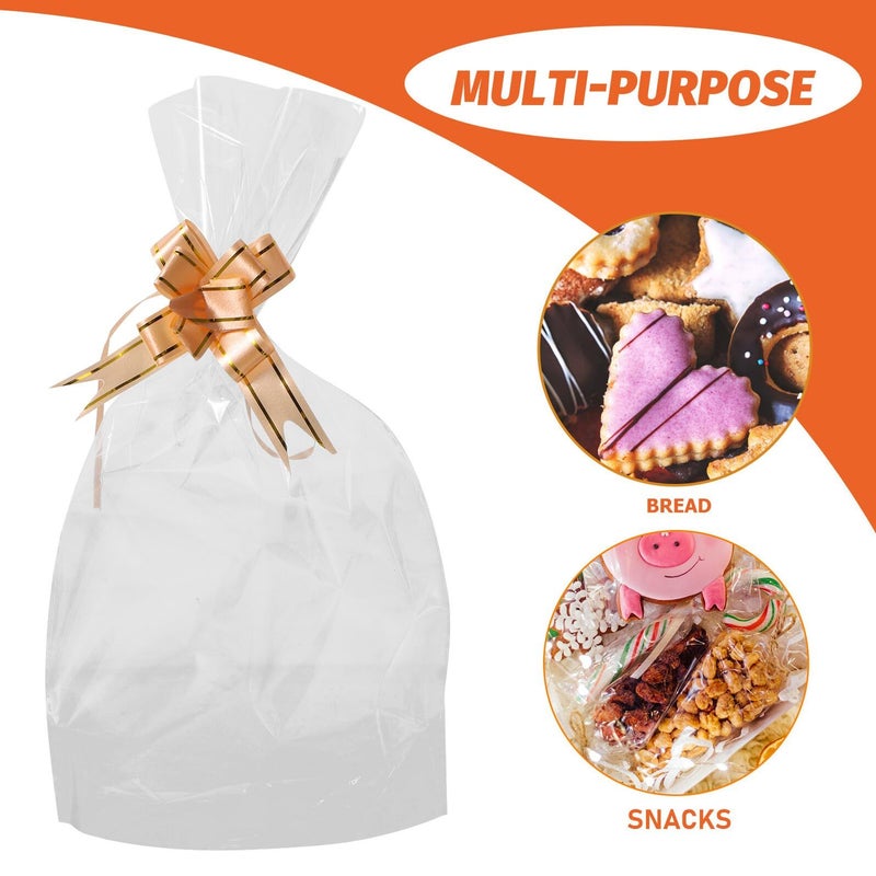 100pcs Cellophane Candy Cookie Bags with Pull Bow Tie Reusable Bakery Sweets Packaging - Image 5