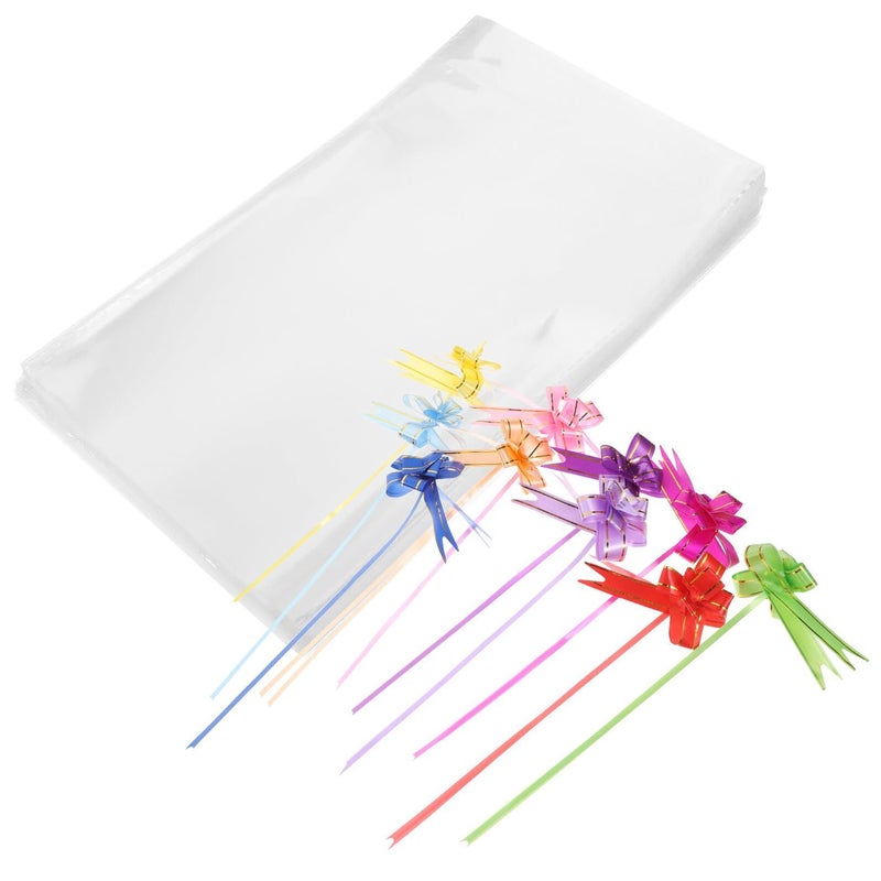 100pcs Cellophane Candy Cookie Bags with Pull Bow Tie Reusable Bakery Sweets Packaging - Image 2