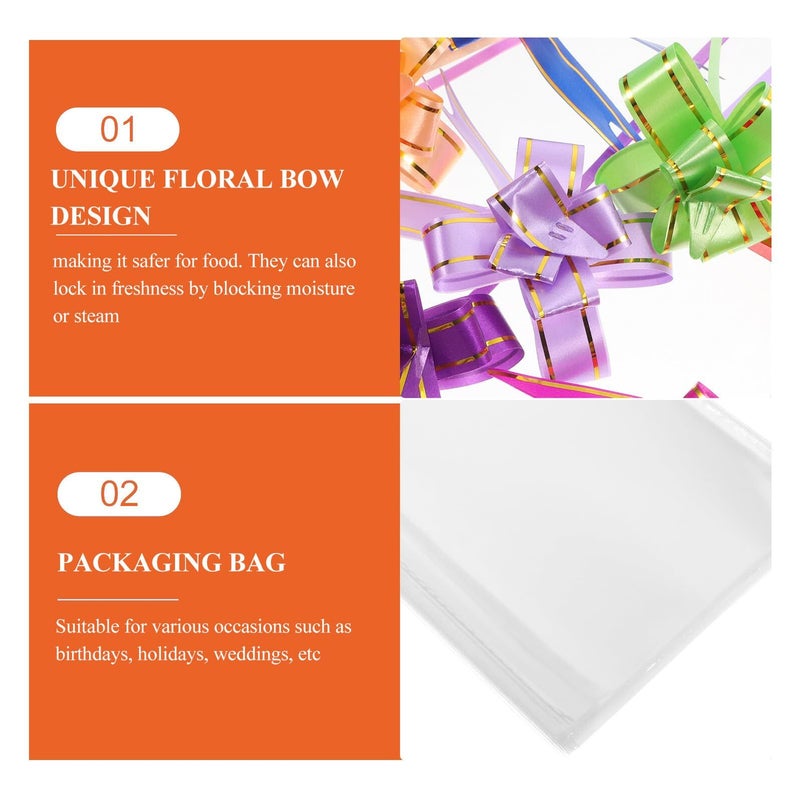100pcs Cellophane Candy Cookie Bags with Pull Bow Tie Reusable Bakery Sweets Packaging - Image 4