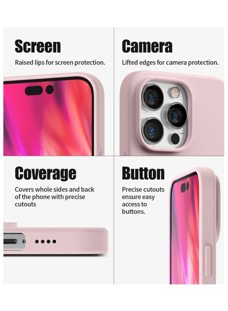 ELTRAZONE Liquid Silicone Case Compatible with iPhone 14 Pro Max (6.7 inch), Silky-Soft Touch Full Body Protection Shockproof Cover Case with Soft Microfiber Lining - Pink - Image 3