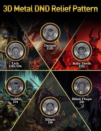 Banloga DD Dice Set7PCS Metal Dice for Dungeons and DragonsMini Dice Set with Pocket Watch CaseRole Playing Board Games Accessories Dragon Ancient SilverF - Image 5