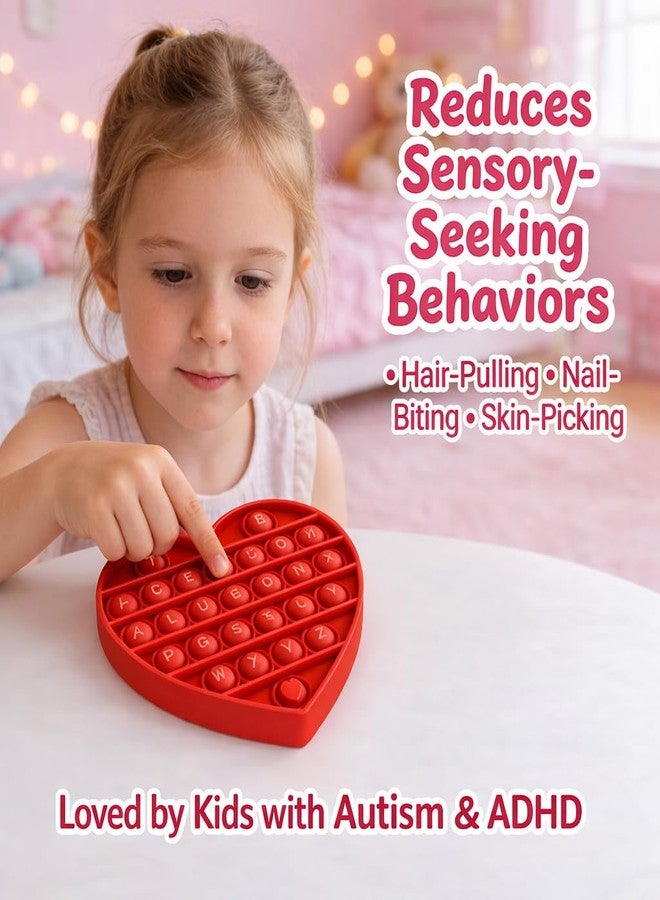 SOTI Fidget Sensory Toy for Girls Toddlers, Alphabet Embossed Red Heart Pop Bubble, Calming & Educational Toy for Focus and Fine Motor Skills, Autism & ADHD Support. Valentines, Xmas, Birthday Party Gift - Image 4