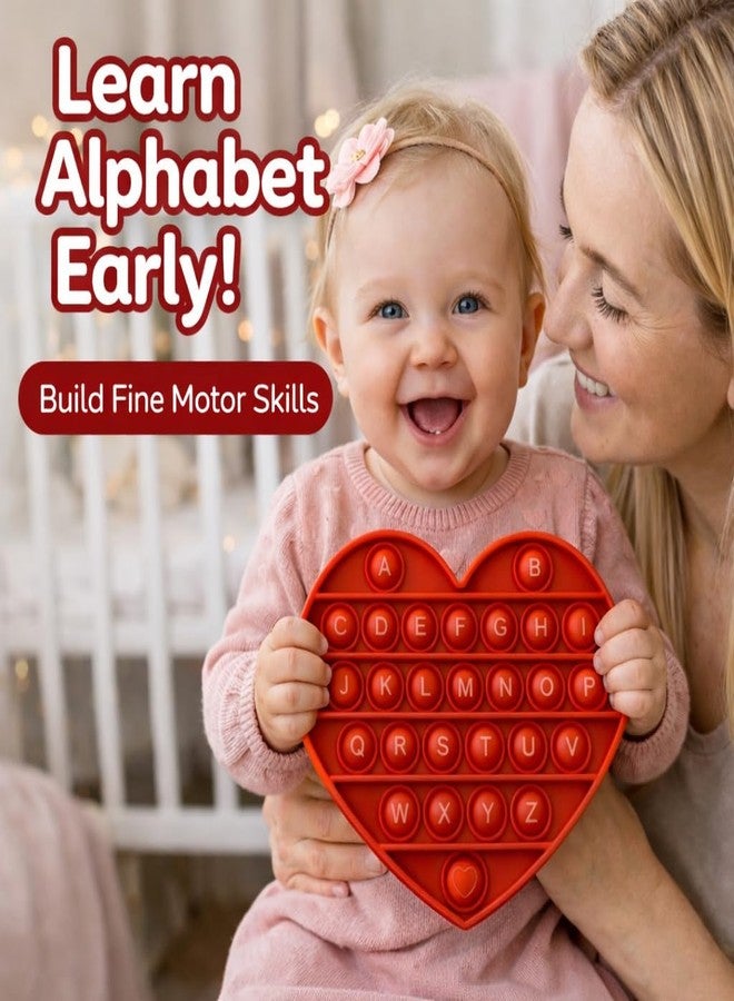 SOTI Fidget Sensory Toy for Girls Toddlers, Alphabet Embossed Red Heart Pop Bubble, Calming & Educational Toy for Focus and Fine Motor Skills, Autism & ADHD Support. Valentines, Xmas, Birthday Party Gift - Image 3