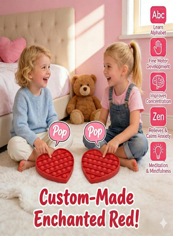 SOTI Fidget Sensory Toy for Girls Toddlers, Alphabet Embossed Red Heart Pop Bubble, Calming & Educational Toy for Focus and Fine Motor Skills, Autism & ADHD Support. Valentines, Xmas, Birthday Party Gift - Image 2