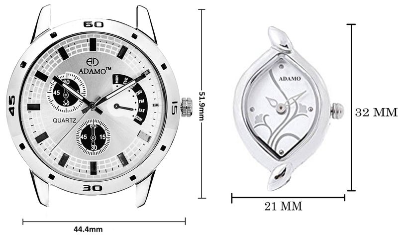 ADAMO Analogue Silver Dial Couple Watch (109-327Sm01) - Image 2