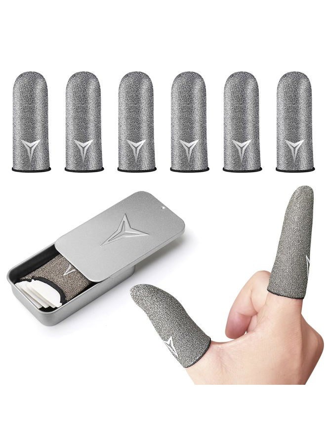 Nuozme 2025 Upgrade: Longer Size for 5 Fingers, No More Slipping,Professional Pure Silver Fiber Finger Sleeves for Mobile Gaming– Maximum Touch Sensitivity, Anti-Sweat,6 Pack (M) - Image 1