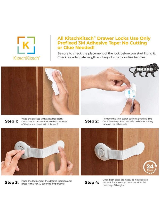 KitschKitsch أقفال أدراج بلاستيكية للحماية للأطفال (مصنوعة في الهند عبوة من 10) - Image 5