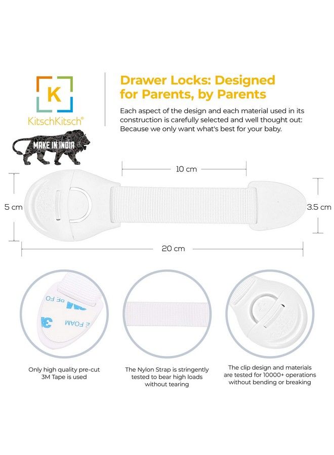 KitschKitsch أقفال أدراج بلاستيكية للحماية للأطفال (مصنوعة في الهند عبوة من 10) - Image 3