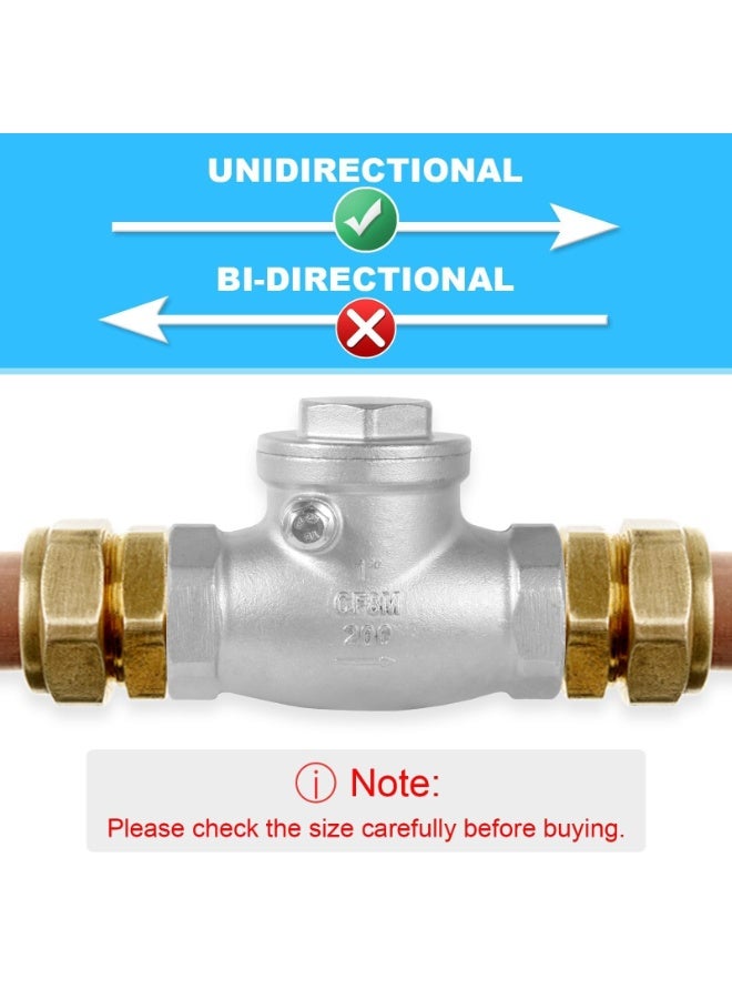 2" Check Valve Stainless Steel Swing Check Valve NPT Threaded Horizontal Check Valve to Prevent Backflow Check Valve for Water Oil and Air DN50  - Image 2