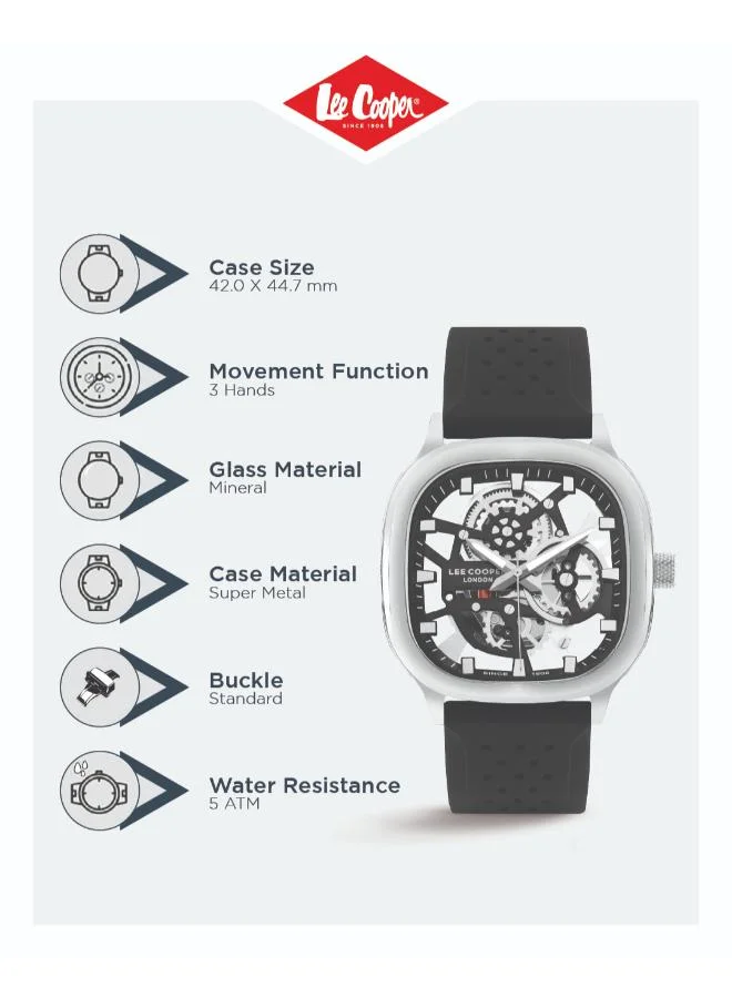 Lee Cooper Men's Silicone Analog Watch LC07973.351 - 42*44 mm