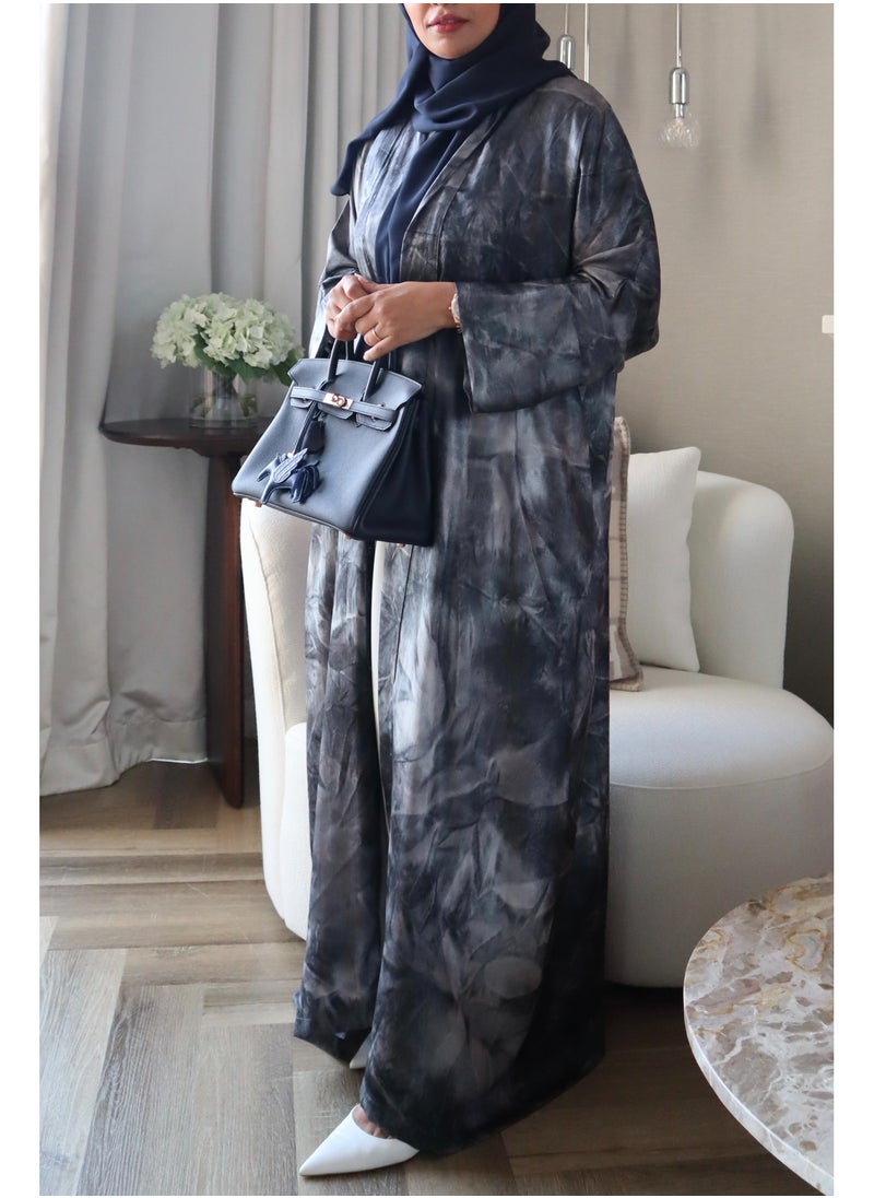 Jimmy Le Bond - Dune Abaya with Scarf – Premium Abaya Set for Work and Casual Wear – Grey Blue - Image 1