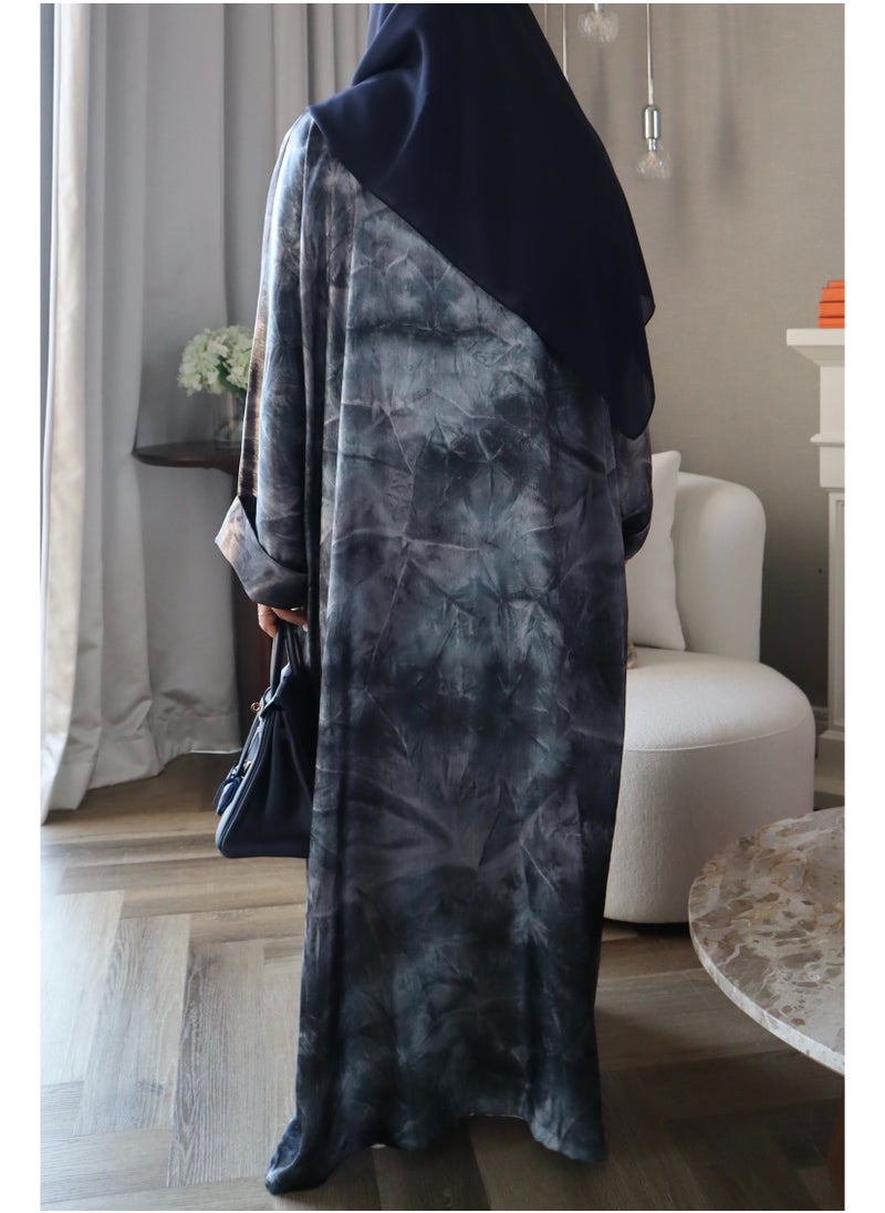 Jimmy Le Bond - Dune Abaya with Scarf – Premium Abaya Set for Work and Casual Wear – Grey Blue - Image 1