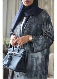 Jimmy Le Bond Dune Abaya with Scarf – Premium Abaya Set for Work and Casual Wear – Grey Blue  - Image 2