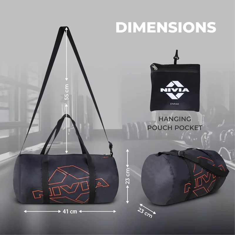 Nivia  Nivia Enfold 2.0 Duffle Bag - Black and Orange  | Best Price UAE