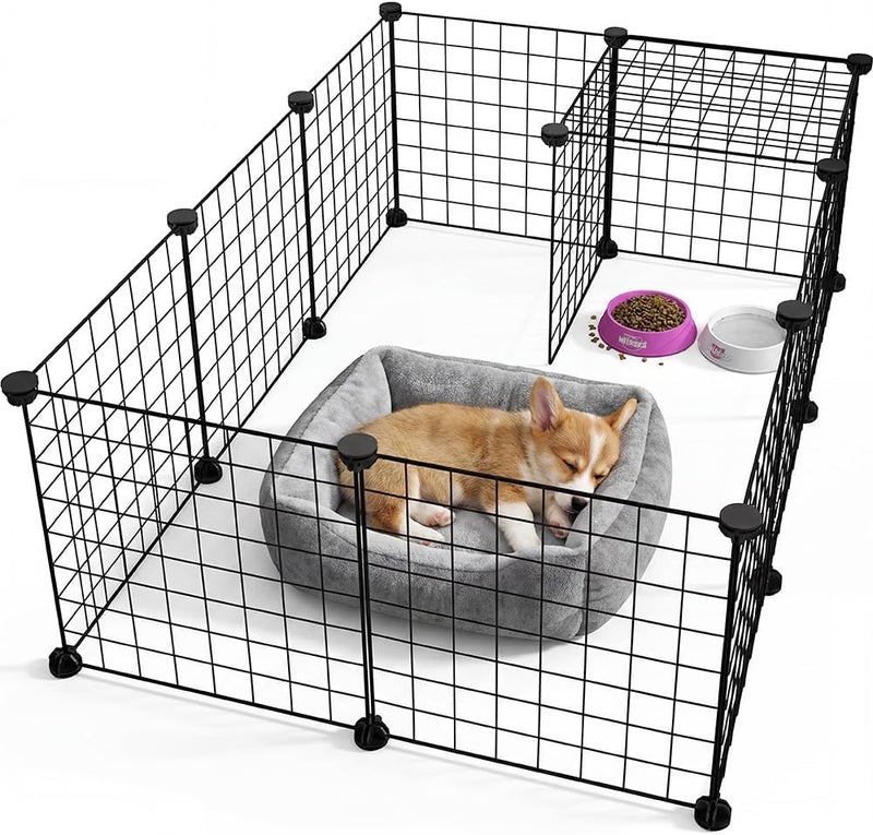 Rness Pet Playpen, Portable Pet Playpen Metal for Small Animals, pet playpen panels,Guinea Pigs, Rabbits,Dog Cage,Cat Cage, Dog Fence,Black, 12 panels (12 Pcs) - Image 1