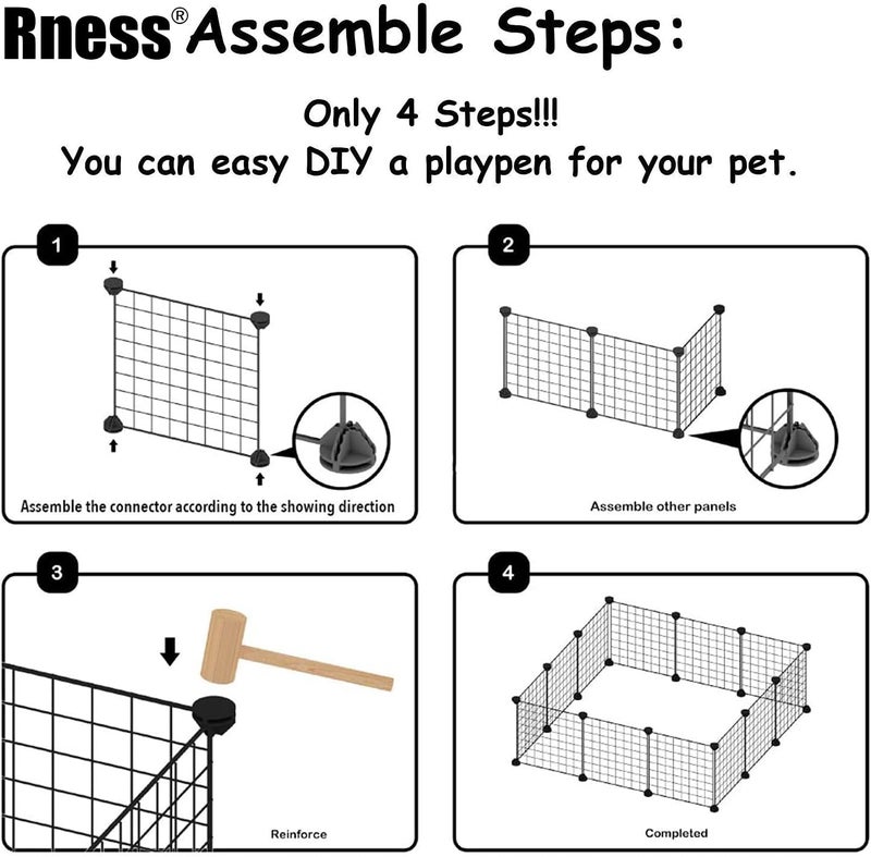 Rness Pet Playpen, Portable Pet Playpen Metal for Small Animals, pet playpen panels,Guinea Pigs, Rabbits,Dog Cage,Cat Cage, Dog Fence,Black, 12 panels (12 Pcs) - Image 4