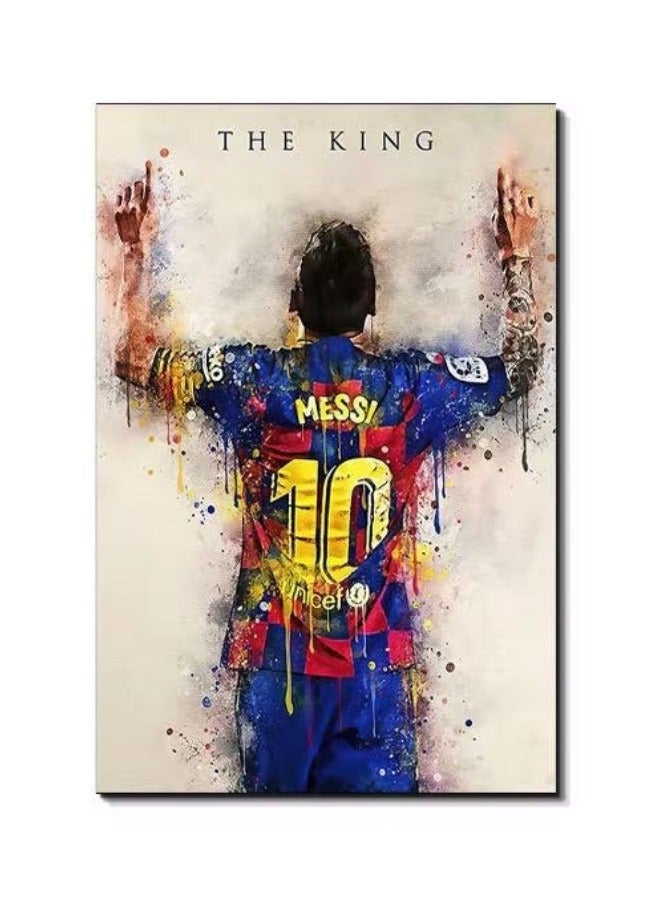 BIG MAX Famous Football Player Messi Framed Canvas Wall Art 30x20x2cm,for Living Room Office Bedroom Posters Prints Framed Ready to Hang - Image 1