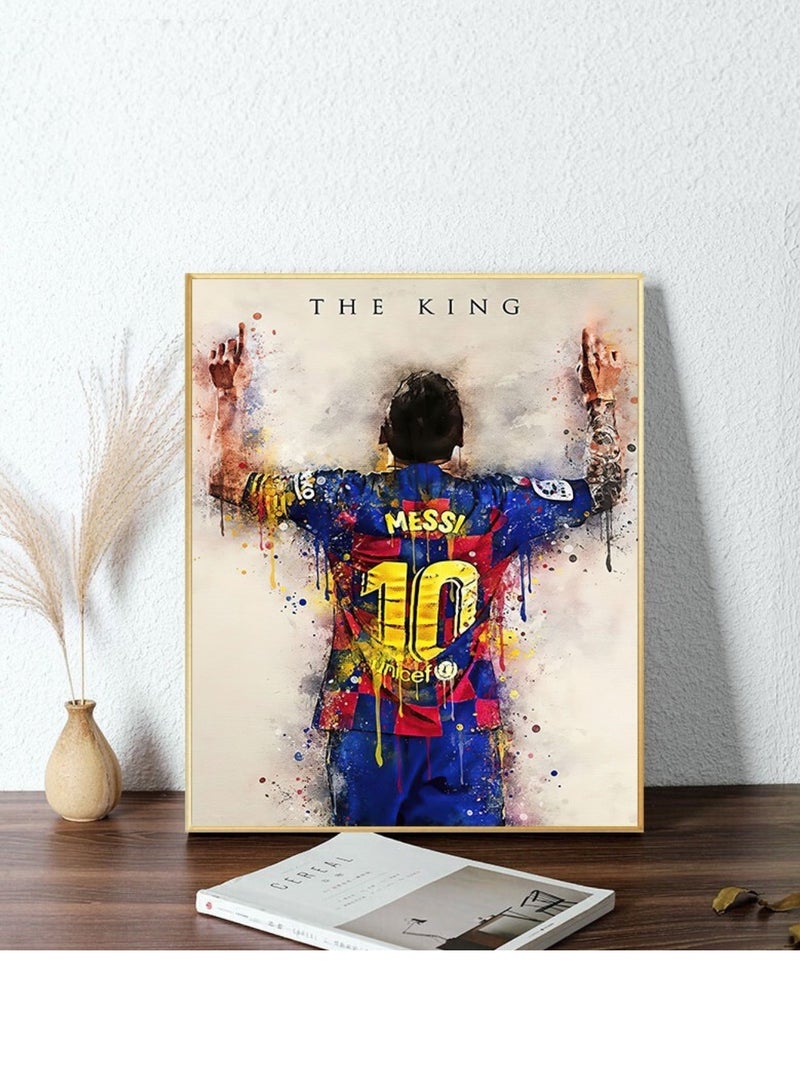 BIG MAX Famous Football Player Messi Framed Canvas Wall Art 30x20x2cm,for Living Room Office Bedroom Posters Prints Framed Ready to Hang - Image 3