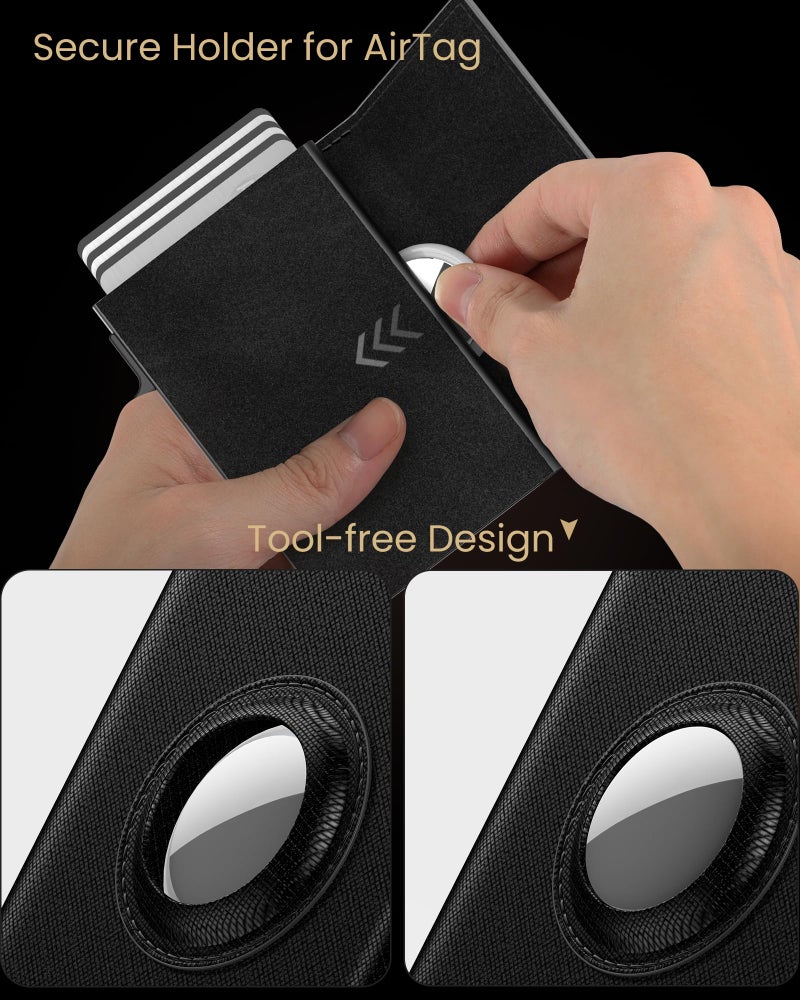 typecase AirTag Wallet for Men: Compatible with Apple AirTag (1st & 2nd Generation), RFID Blocking, Genuine Leather, Slim & Minimalist Design - 14 Card Capacity | ID Window | Cash Slot (Dark Black) - Image 5