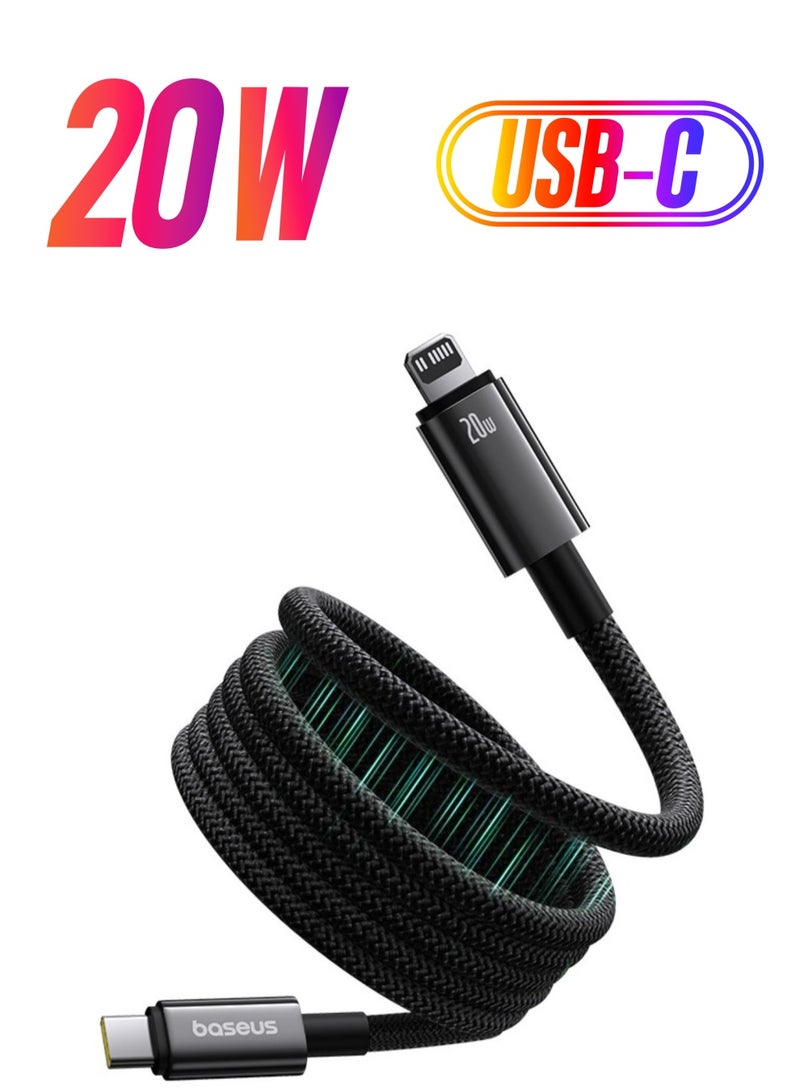 بيسوس كابل مغناطيسي USB-C إلى Lightning، شحن سريع 20W PD، كابل نوع C إلى Lightning ملتف سريع (3 أقدام) متوافق مع iPhone 14/14 Pro/Plus/Pro Max، iPad Pro، Air Pods، وسلسلة iPhone 8-13 - Image 1