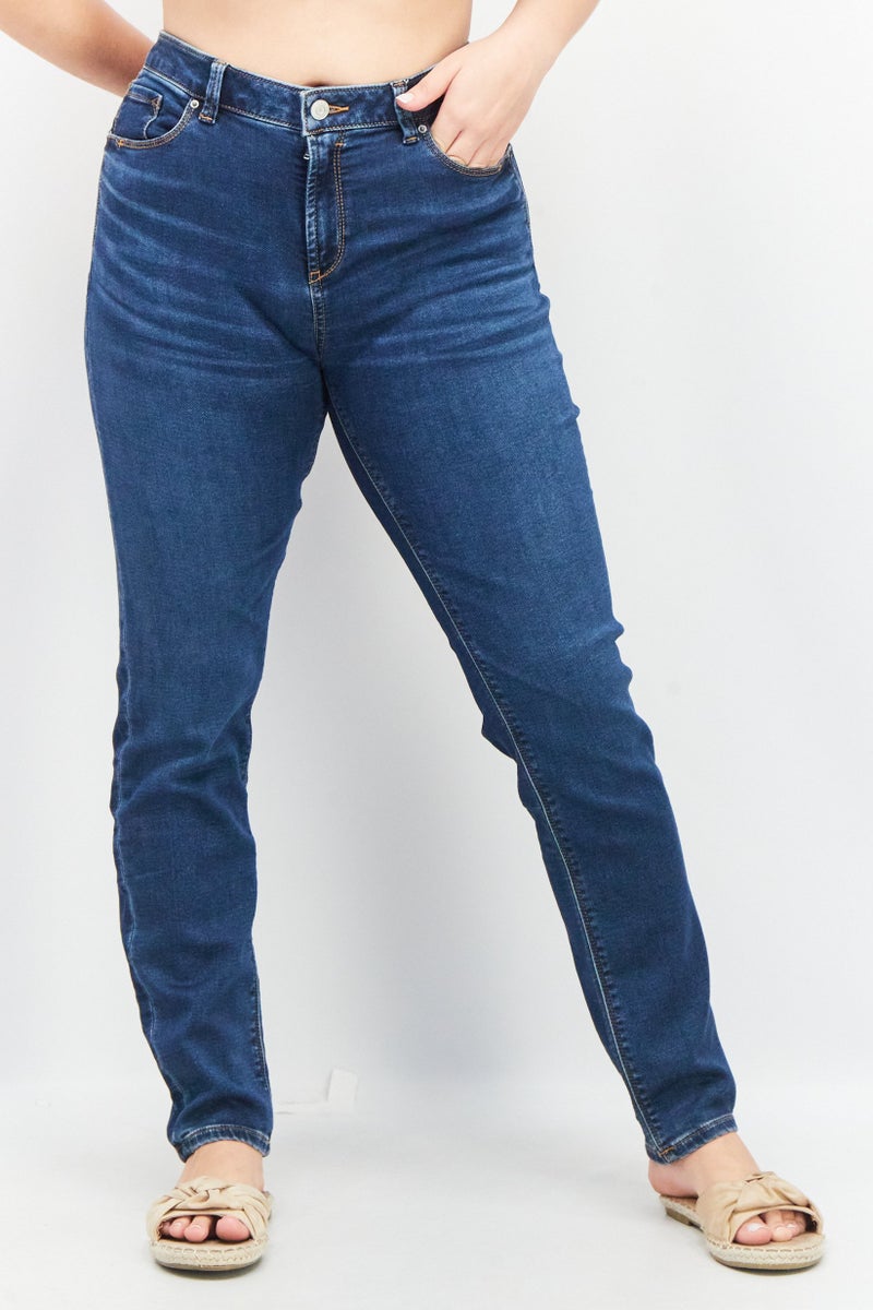 ESPRIT Women Slim Fit Dark Wash Stretchable Denim, Navy - Image 1